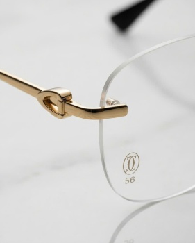 Gọng kính khoan Cartier mạ vàng mã CT04140.001
